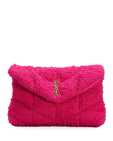 puffer small ysl tweed boucle pouch clutch bag|SAINT LAURENT Puffer small quilted leather shoulder .